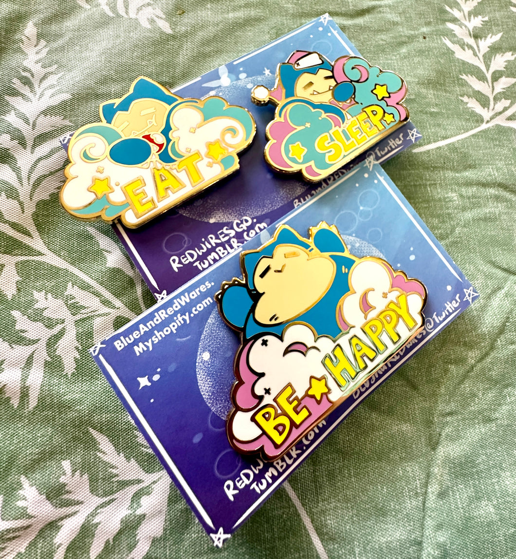 Snorlax Eat Sleep Be Happy Pins